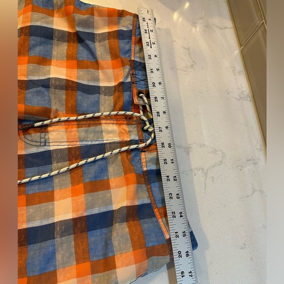 Tommy Bahama Blue-Orange-Khaki Plaid Swim Trunks shorts in Size medium - Picture 8 of 10